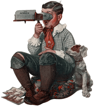 boy with stereoscope by Norman Rockwell